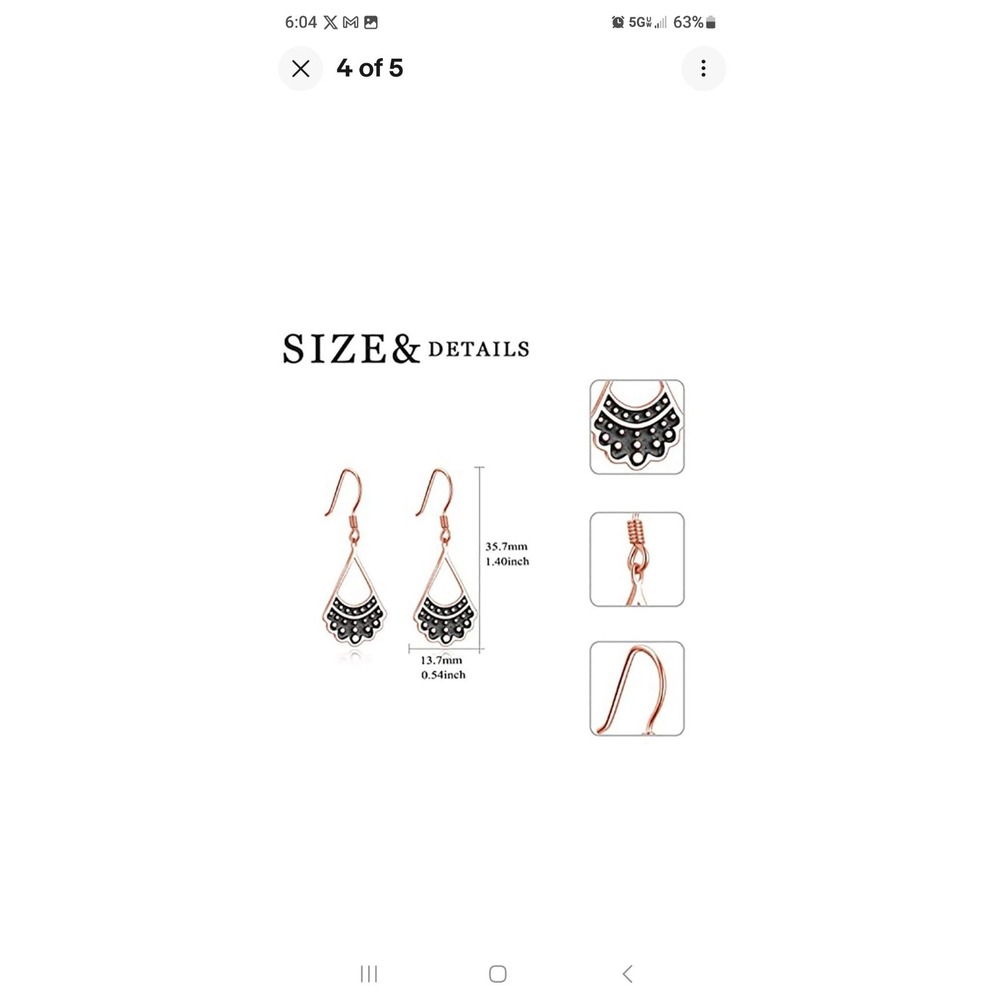 Ruth Bader Ginsburg Dissent Collar Winnicaca Chandelier Earrings - Picture 3 of 6